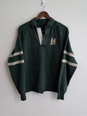 Vintage Forest Green Collegiate Rugby Shirt Long sleeve